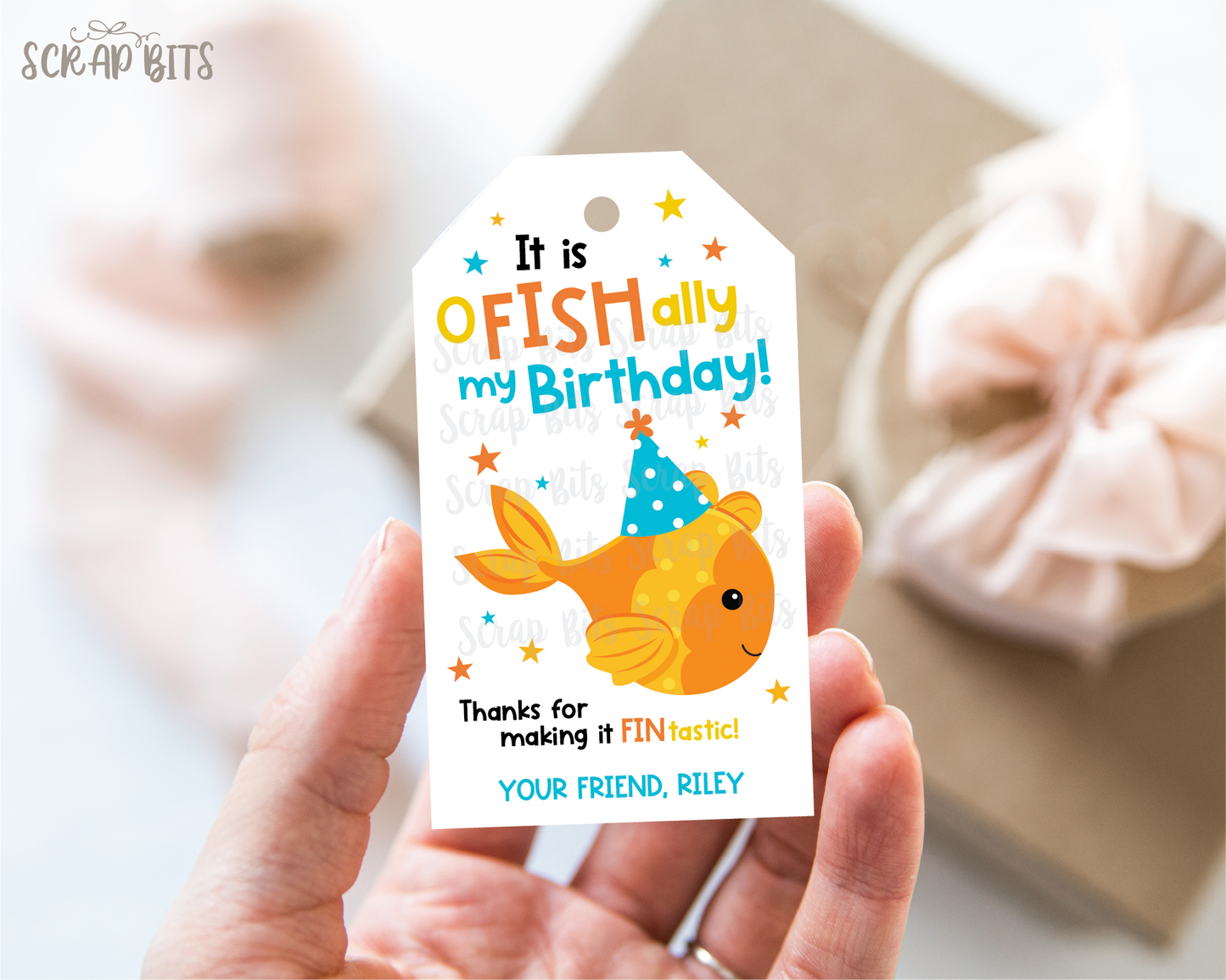 Goldfish Birthday Tags, Snack or Treat Bag Tags