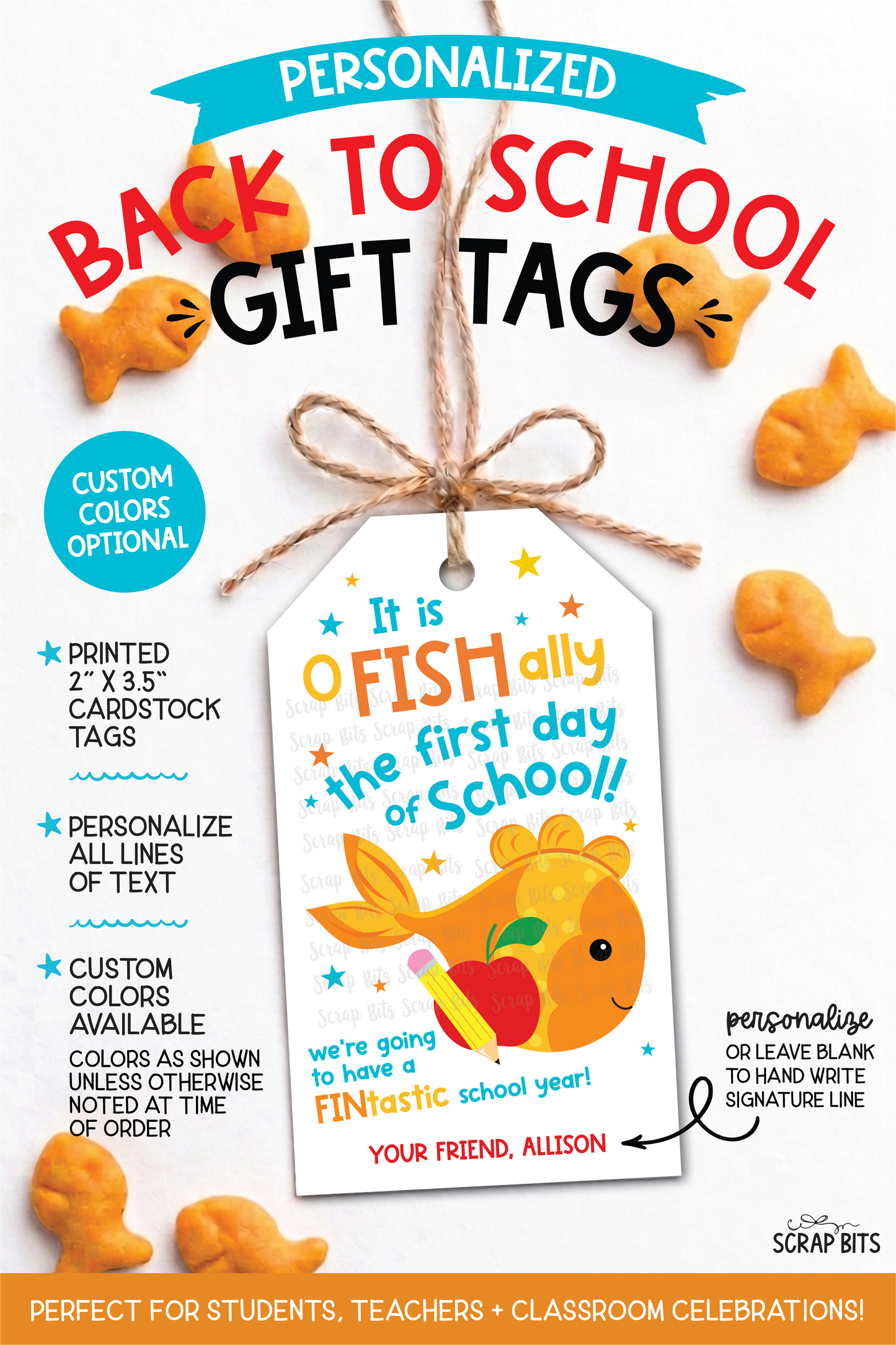 Goldfish Back To School Gift Tags, O FISH Ally First Day of School