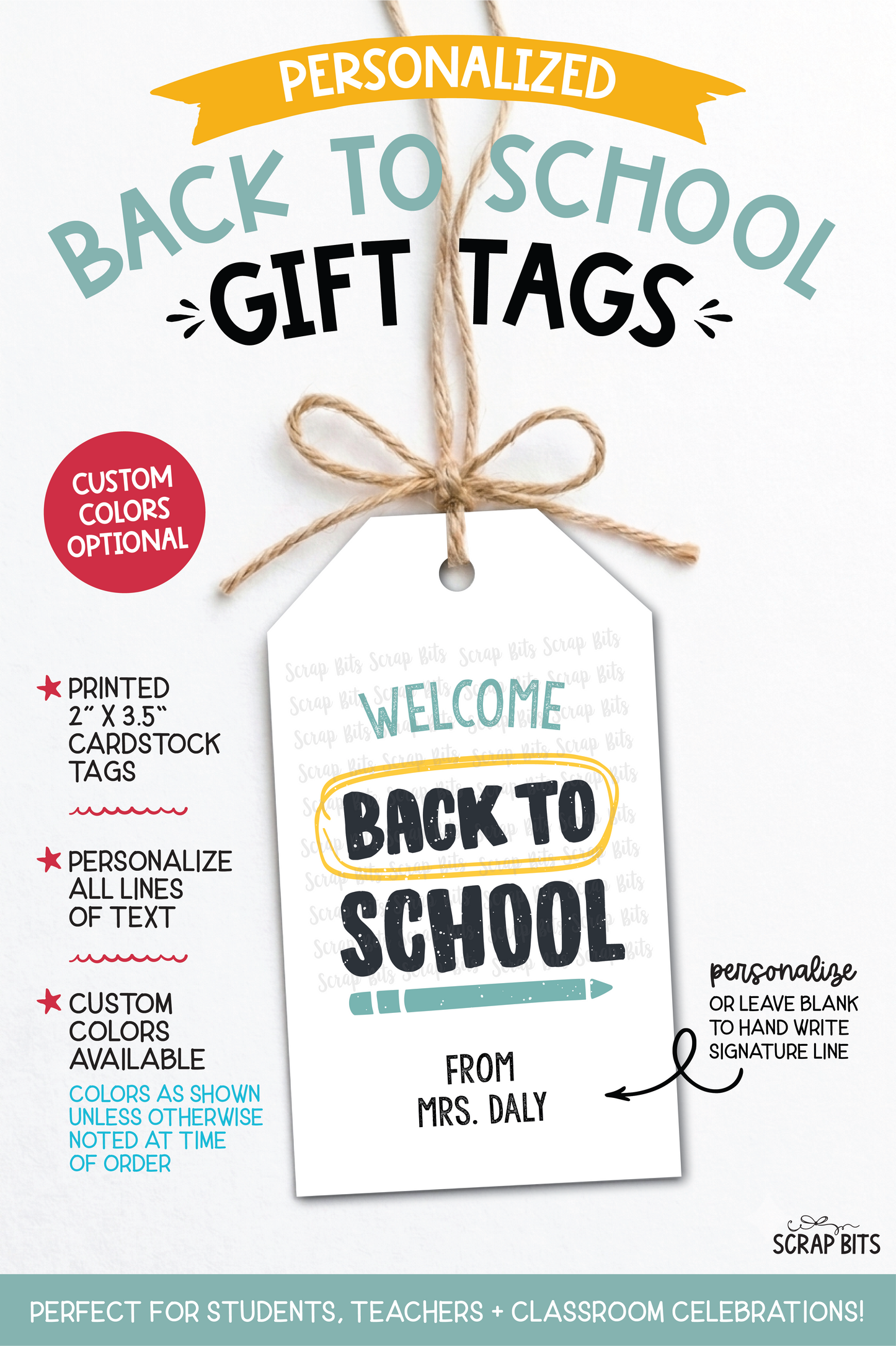 Welcome Back To School Gift Tags, Block Lettering