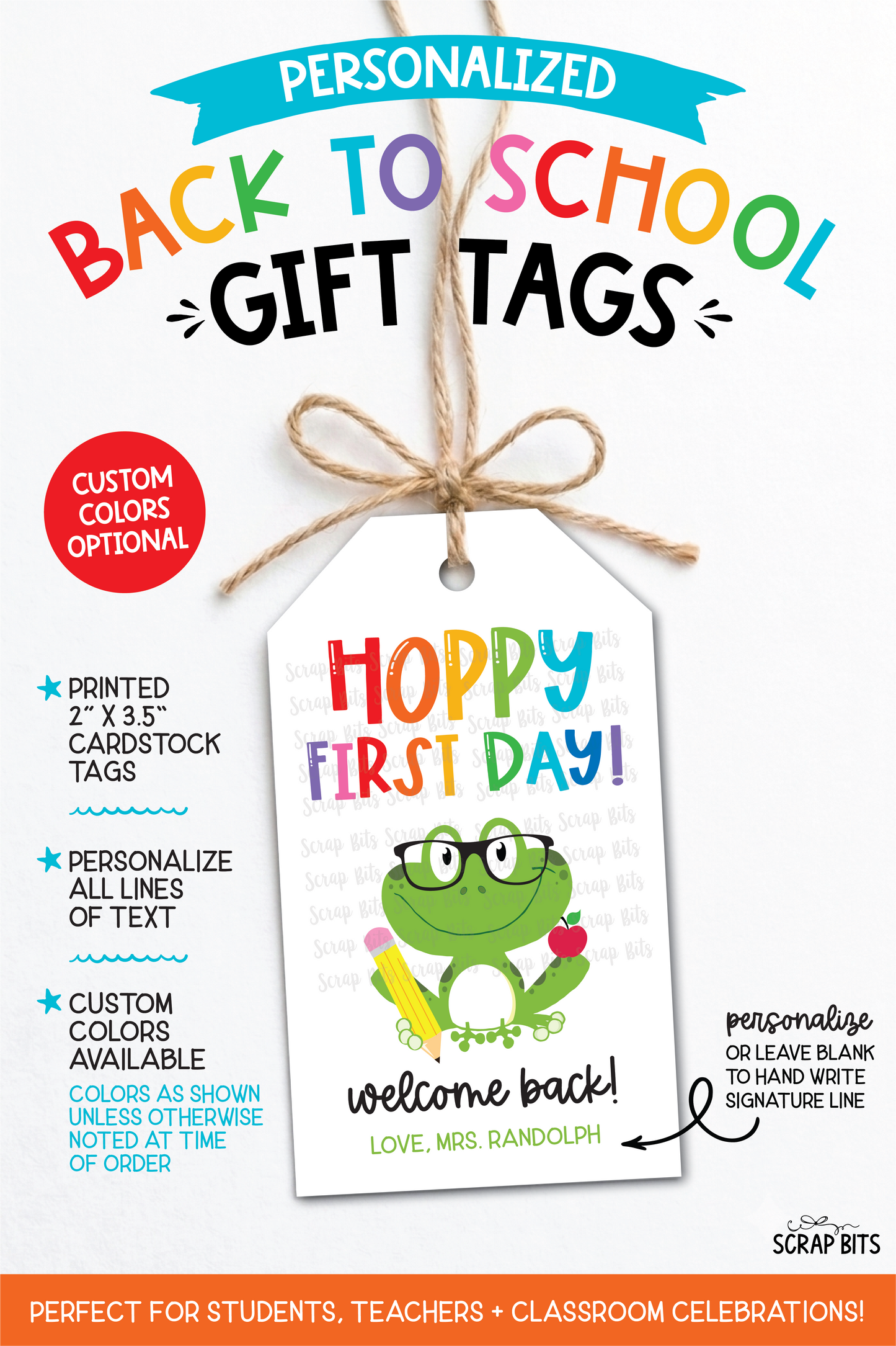 Frog Back To School Gift Tags, Hoppy First Day