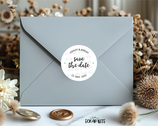 Save The Date Stickers, Handwriting Personalized Envelope Seals or Tags