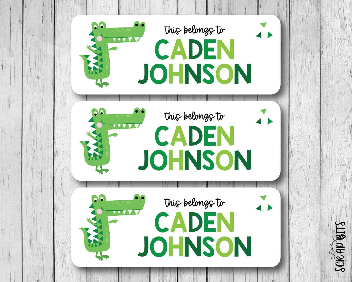 Alligator Name Labels, Personalized Belonging Labels - Scrap Bits