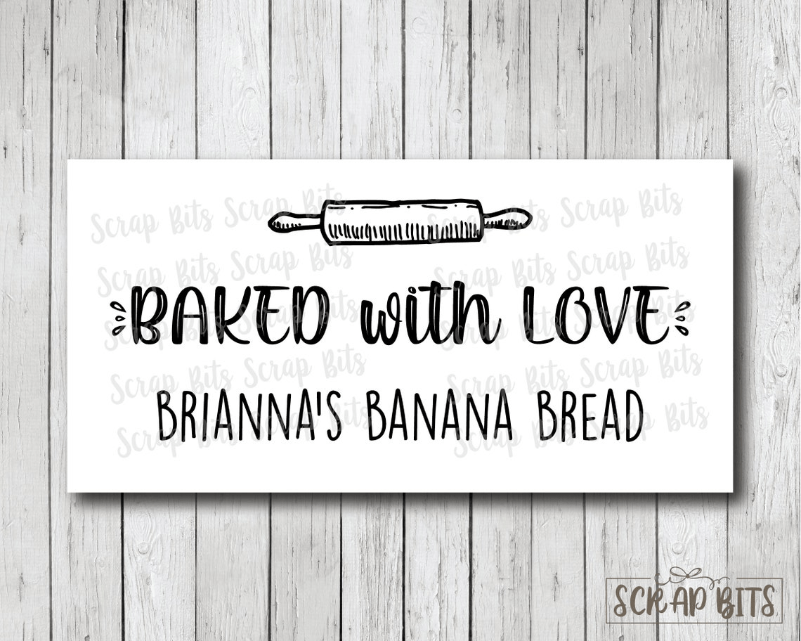 Baked With Love Baking Labels, Farmhouse Script . Personalized Kitchen Labels - Scrap Bits