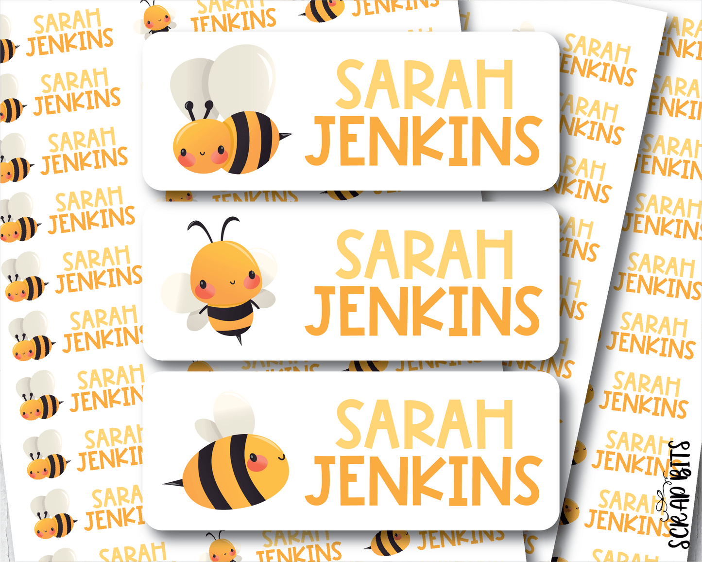 Bee Name Labels . Personalized Belonging Labels - Scrap Bits