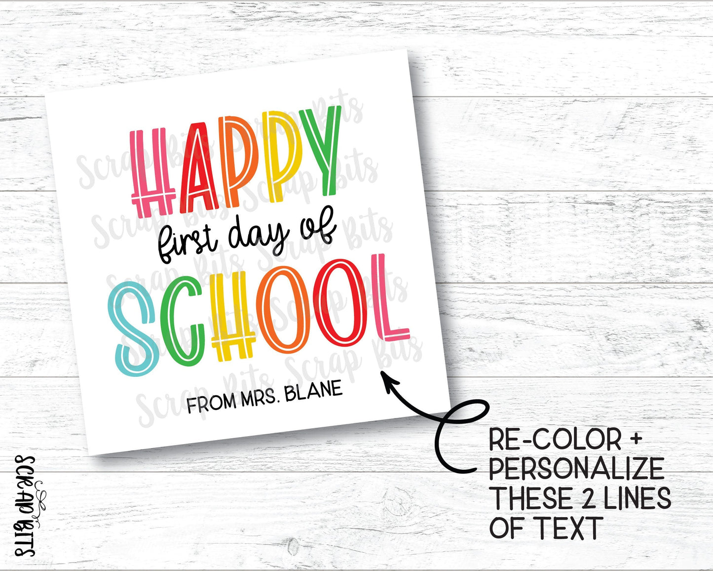 Bright Rainbow Back To School Tags, Printable Back To School Tags, Instant Download Editable Template - Scrap Bits