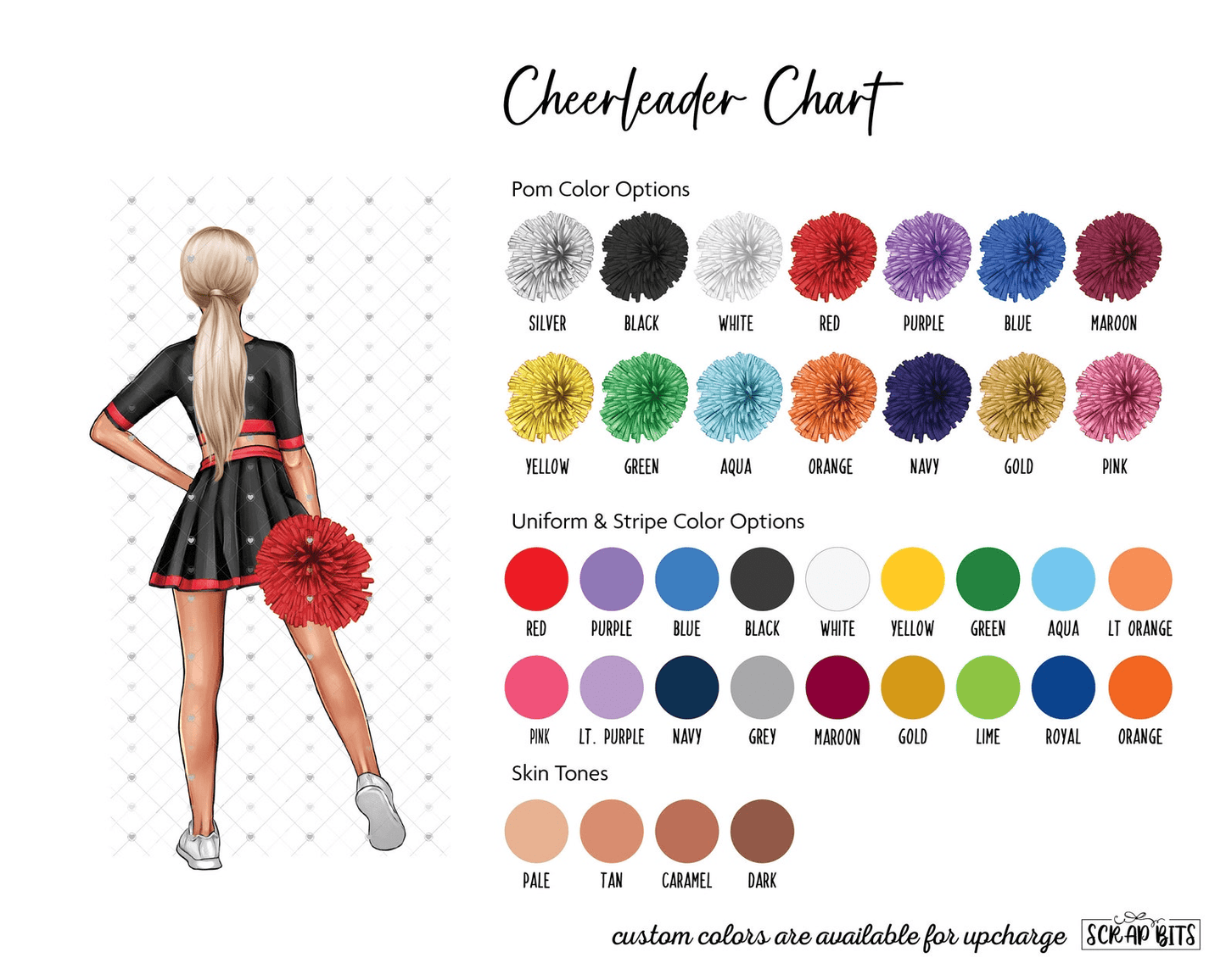 Cheer Sisters Portrait Print, Custom Cheerleader Friends Gift, Digital Download - Scrap Bits