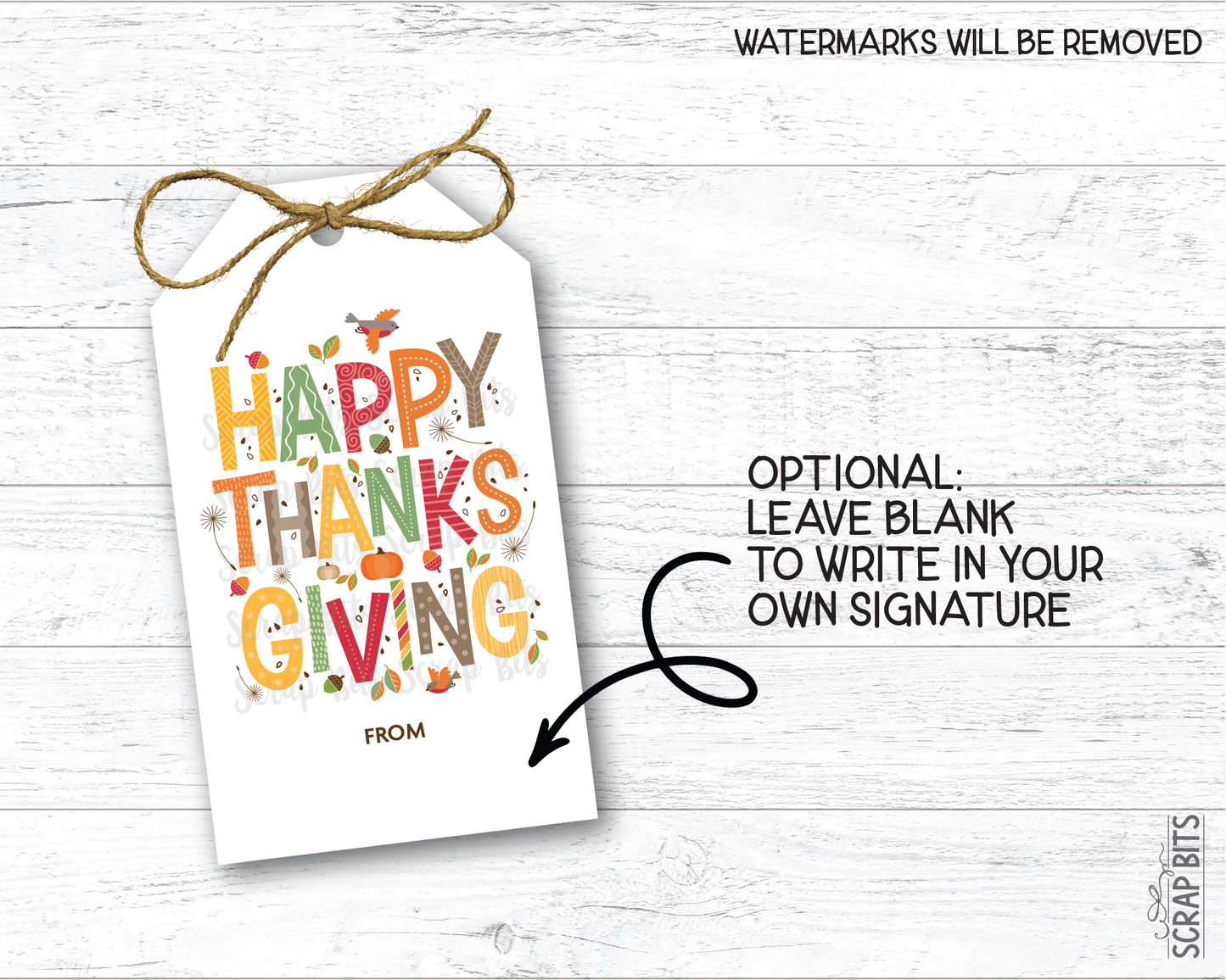 Collage Lettering, Personalized Thanksgiving Gift Tags - Scrap Bits