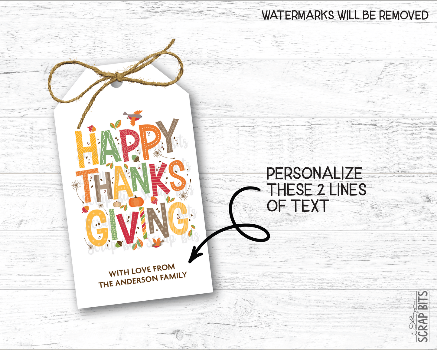 Collage Lettering, Personalized Thanksgiving Gift Tags - Scrap Bits