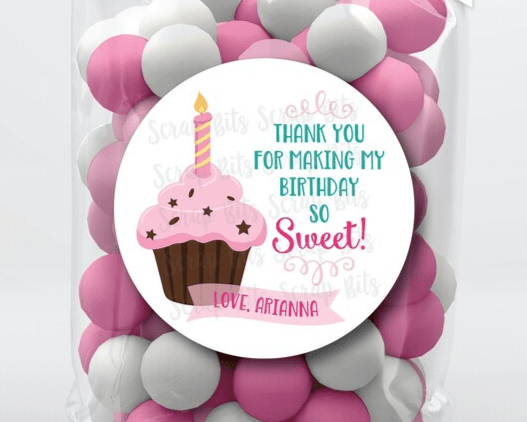 Cupcake Birthday Labels, Personalized Birthday Favor Stickers or Tags - Scrap Bits