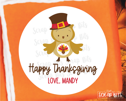 Cutesy Turkey Thanksgiving Stickers or Tags . Thanksgiving Gift Labels - Scrap Bits