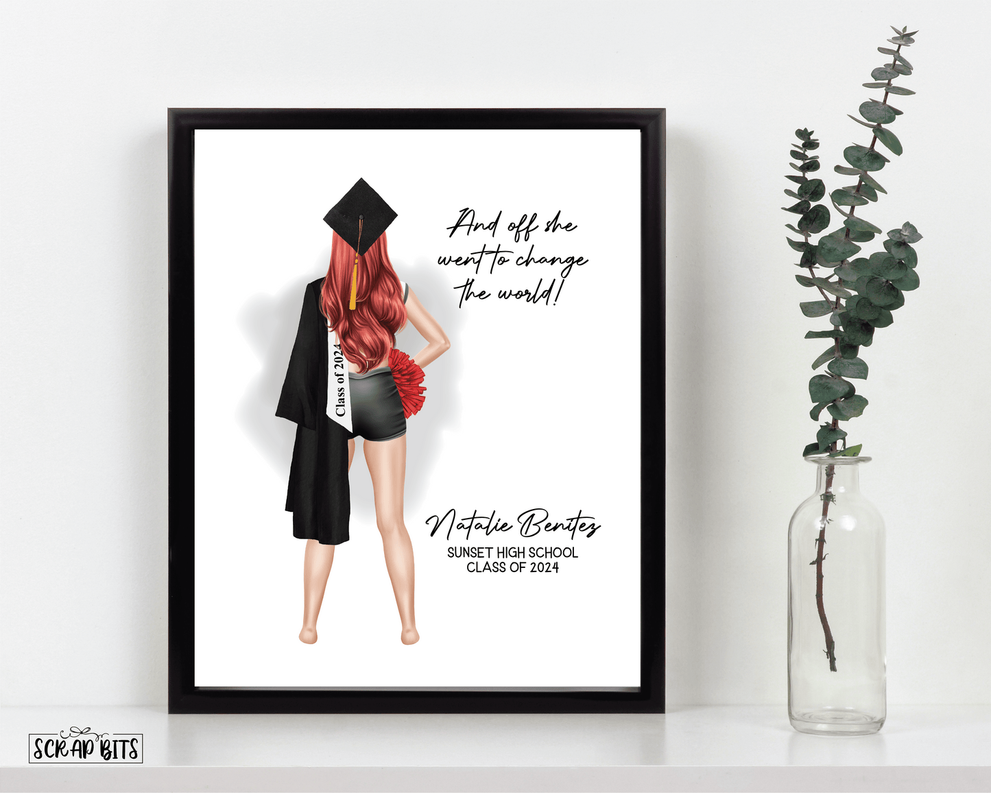 Dancer Graduation Print, Personalized Senior Gift . Digital Portrait Print - Scrap Bits