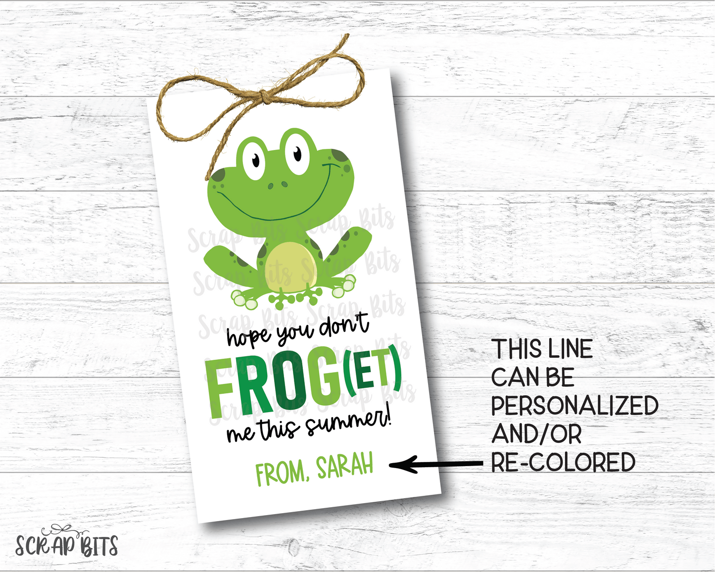 Don't Frog (et) Me Last Day of School Tags, EDITABLE Printable Digital Download - Scrap Bits