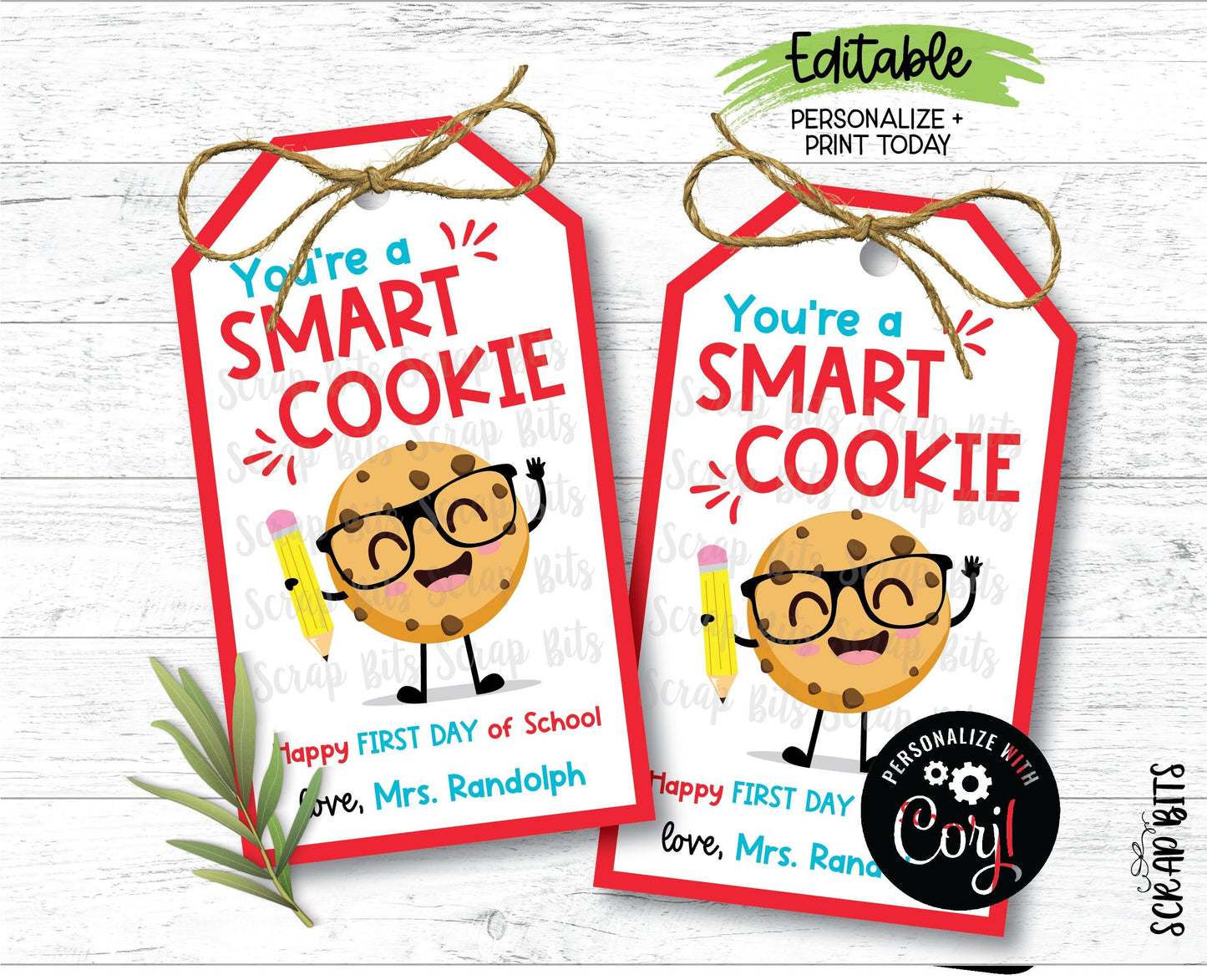 EDITABLE Smart Cookie Back To School Tags, Instant Download Editable Template - Scrap Bits