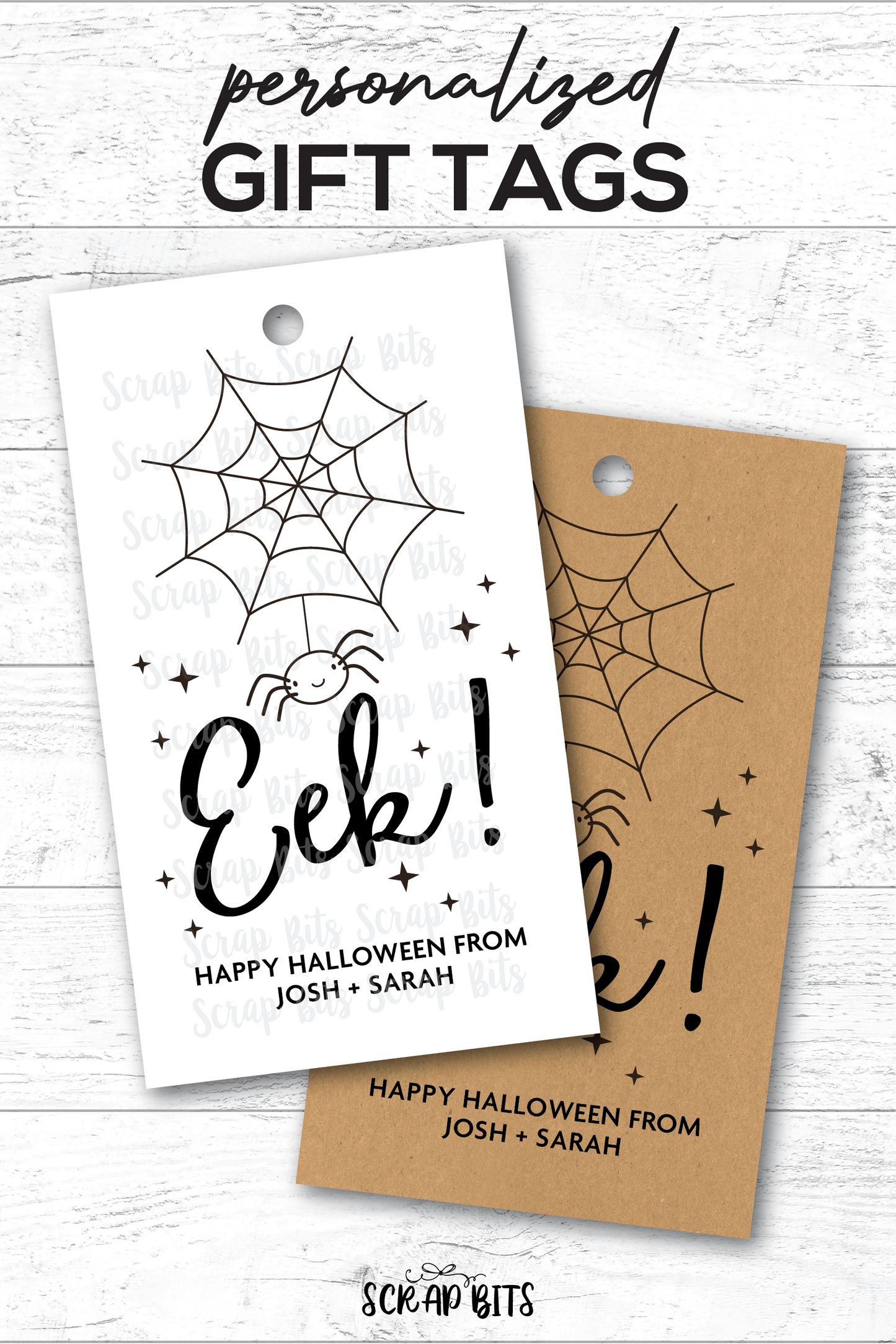 Eek Spiderweb Halloween Tags . Personalized Gift Tags - Scrap Bits