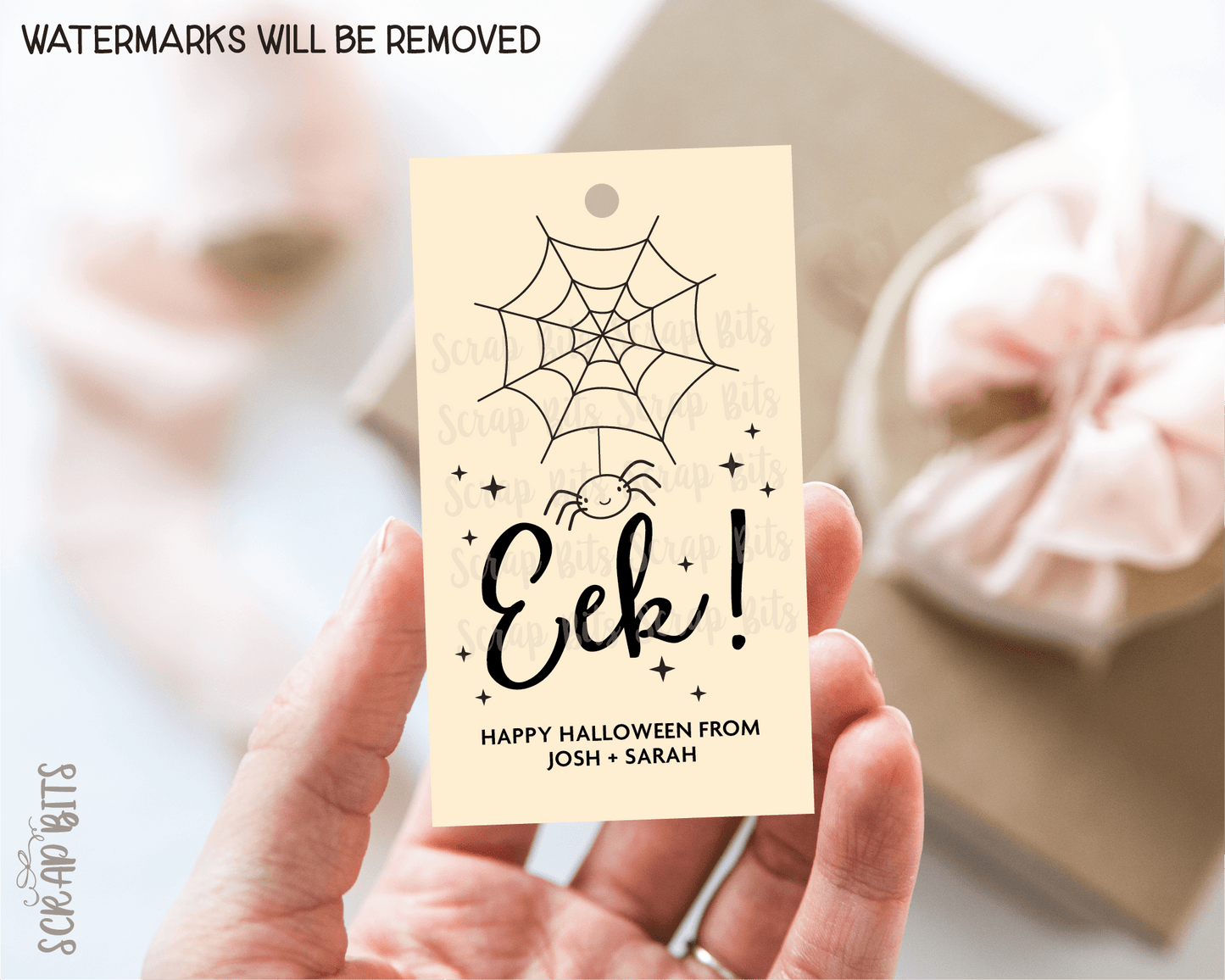Eek Spiderweb Halloween Tags . Personalized Gift Tags - Scrap Bits