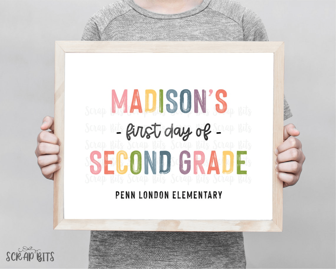 First Day of School Sign, Pastel Rainbow Paintstroke, Instant Download Editable Template - Scrap Bits