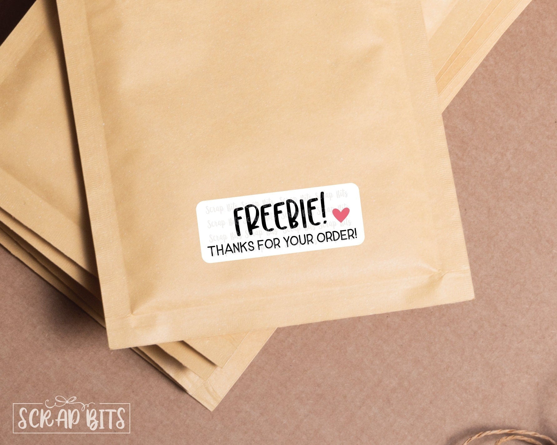 Freebie Stickers, Thanks For Your Order, Skinny Packaging Labels - Scrap Bits