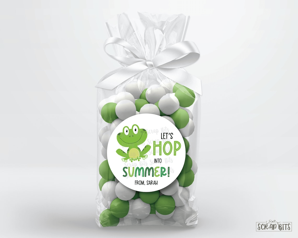 Frog Let's Hop Into Summer, Last Day of School Stickers or Tags - Scrap Bits