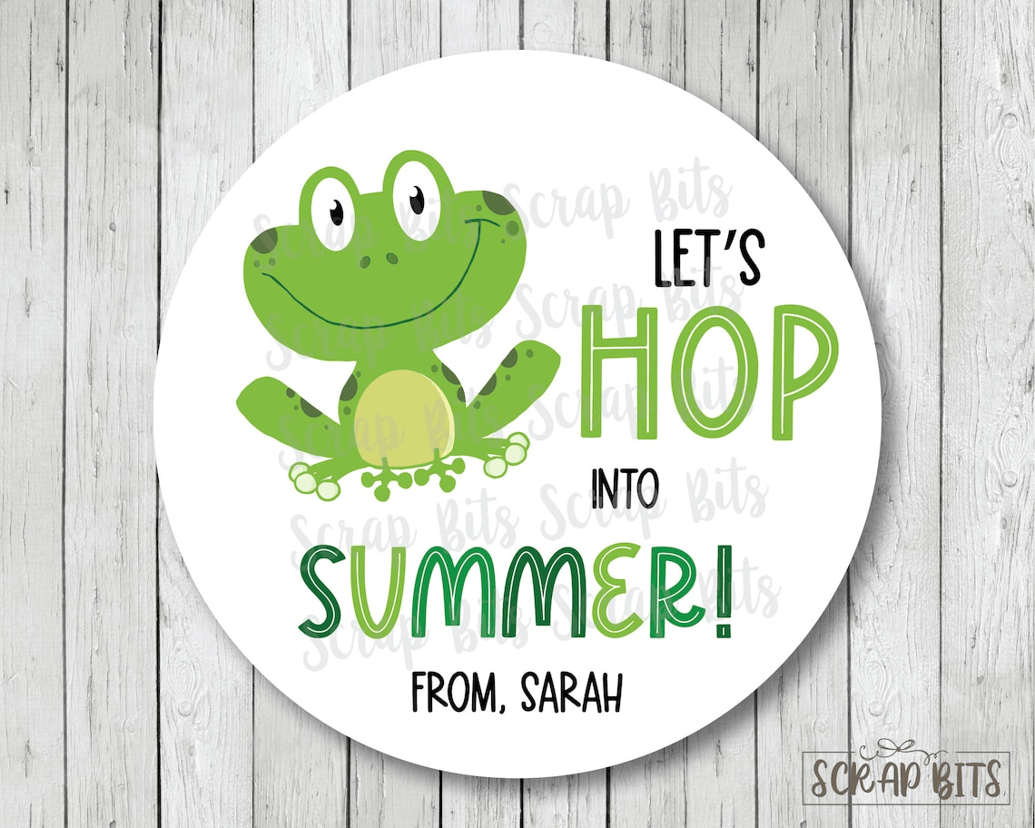Frog Let's Hop Into Summer, Last Day of School Stickers or Tags - Scrap Bits