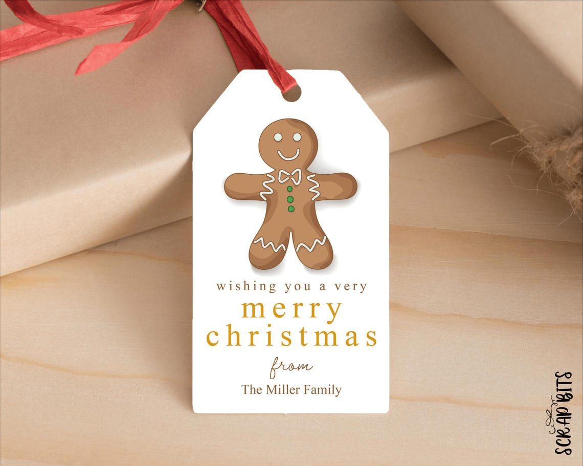 Gingerbread Cookie Christmas Gift Tags, Personalized - Scrap Bits