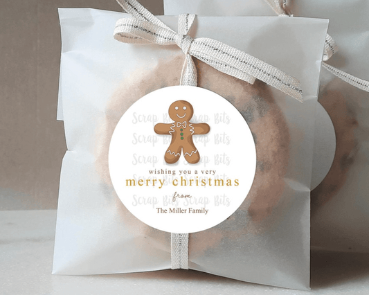 Gingerbread Cookie Gift Labels, Personalized Christmas Stickers or Tags - Scrap Bits