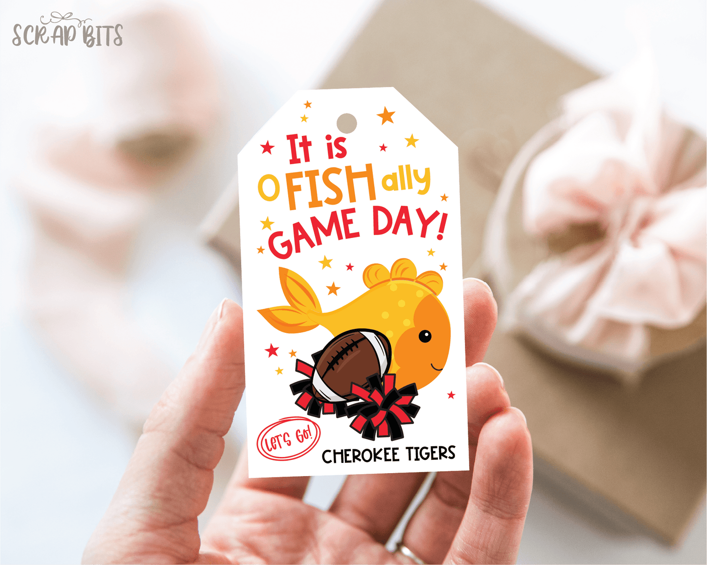 Goldfish Game Day Tags, Football Treat Bag Tags - Scrap Bits