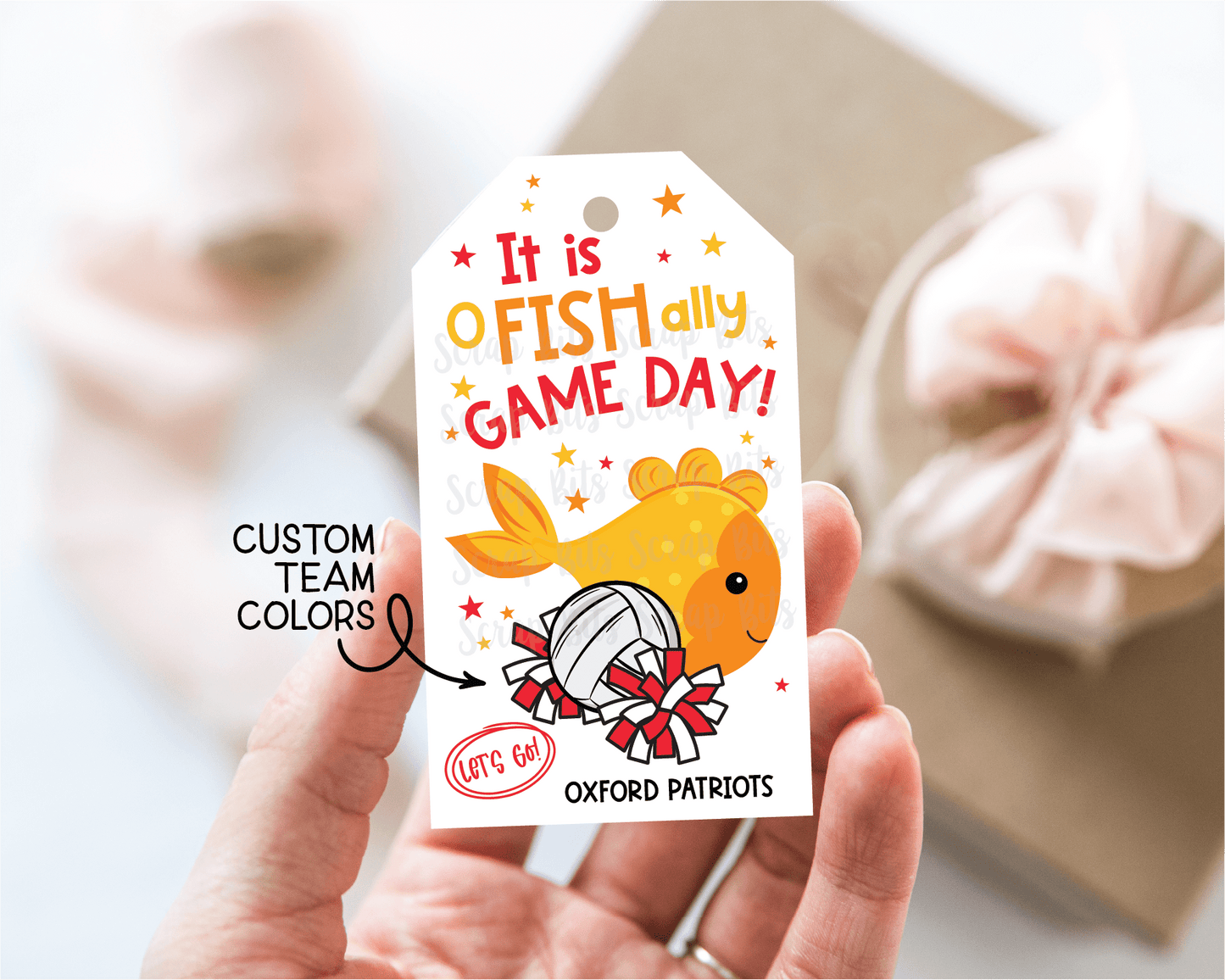 Goldfish Game Day Tags, Volleyball Treat Bag Tags - Scrap Bits