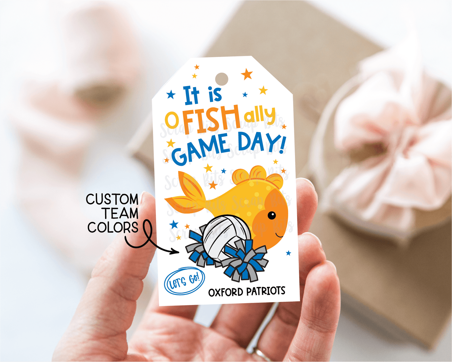 Goldfish Game Day Tags, Volleyball Treat Bag Tags - Scrap Bits