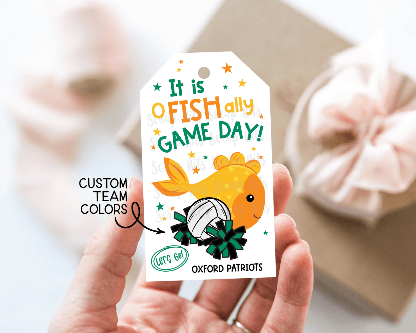 Goldfish Game Day Tags, Volleyball Treat Bag Tags - Scrap Bits