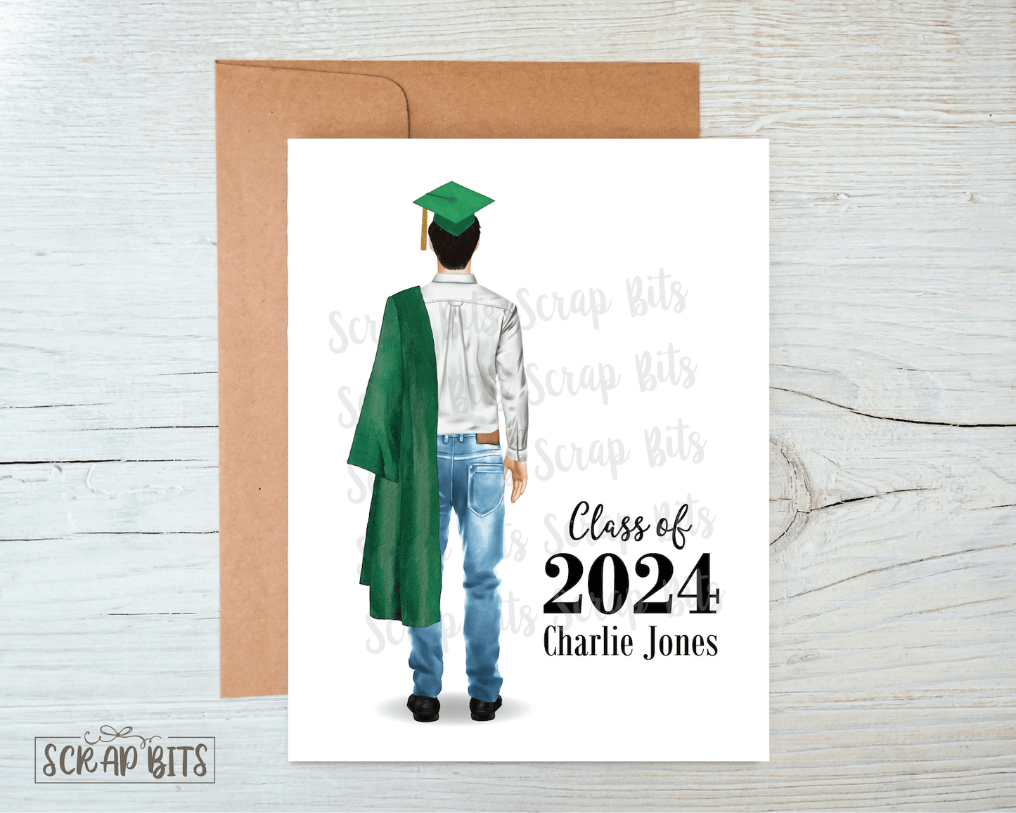 Graduation Thank You Card, Personalized Male Gradution Portrait Card - Scrap Bits