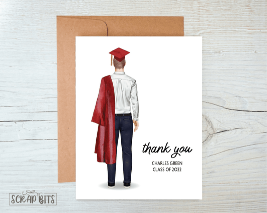 Graduation Thank You Card, Personalized Male Gradution Portrait Card - Scrap Bits