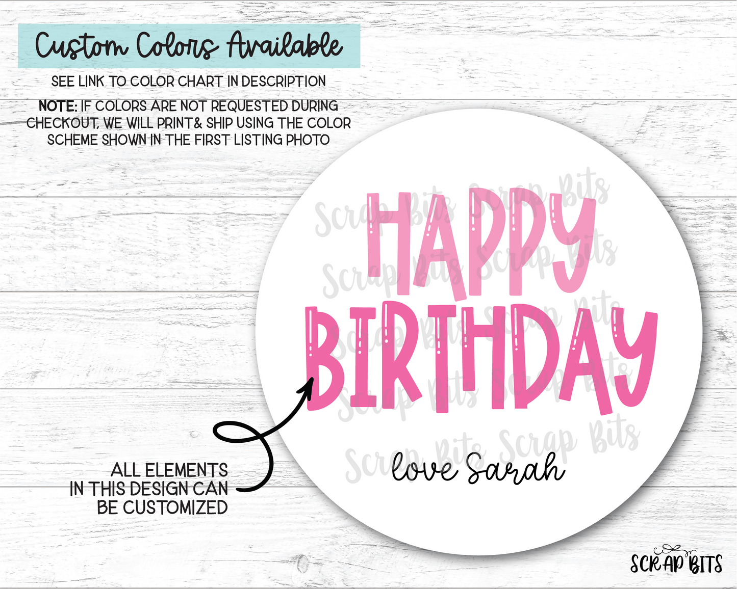 Happy Birthday Gift Stickers, Bouncy Rainbow - Scrap Bits