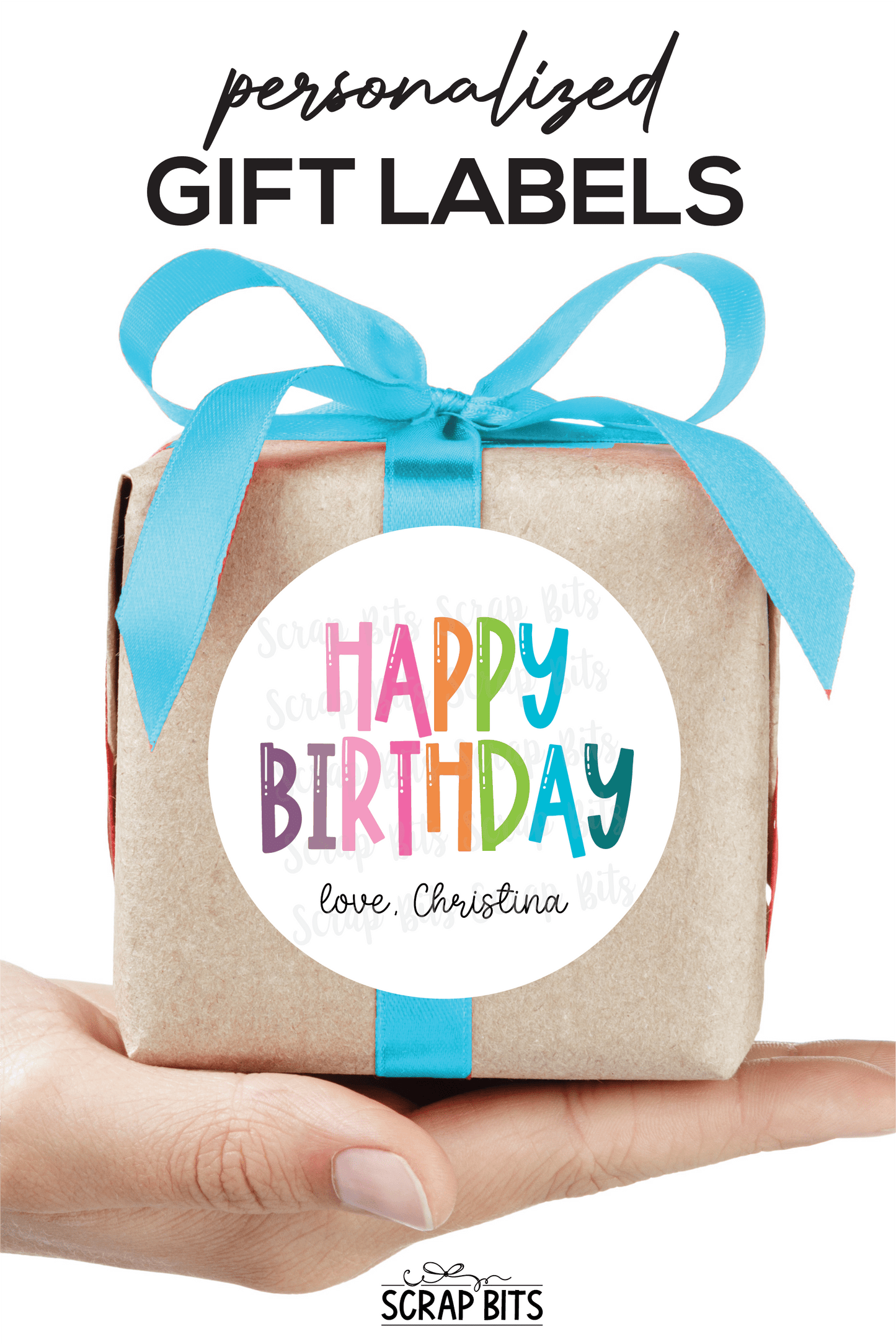 Happy Birthday Gift Stickers, Bouncy Rainbow - Scrap Bits