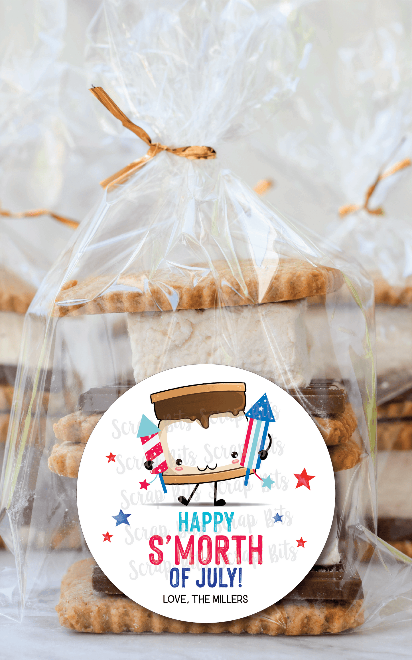 Happy S'morth of July, S'mores Labels, 4th of July Stickers or Tags - Scrap Bits