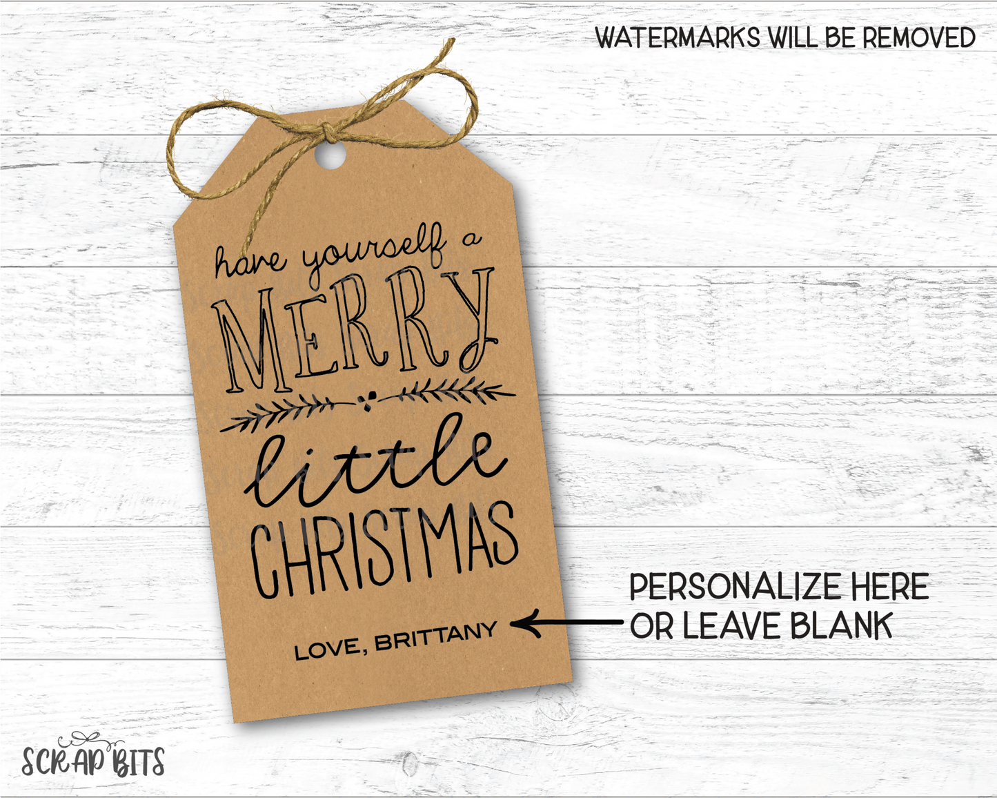 Have Yourself A Merry Little Christmas, Personalized Kraft Christmas Gift Tags - Scrap Bits