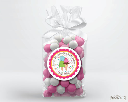 Ice Cream & Popsicle Personalized Birthday Favor Stickers or Tags - Scrap Bits