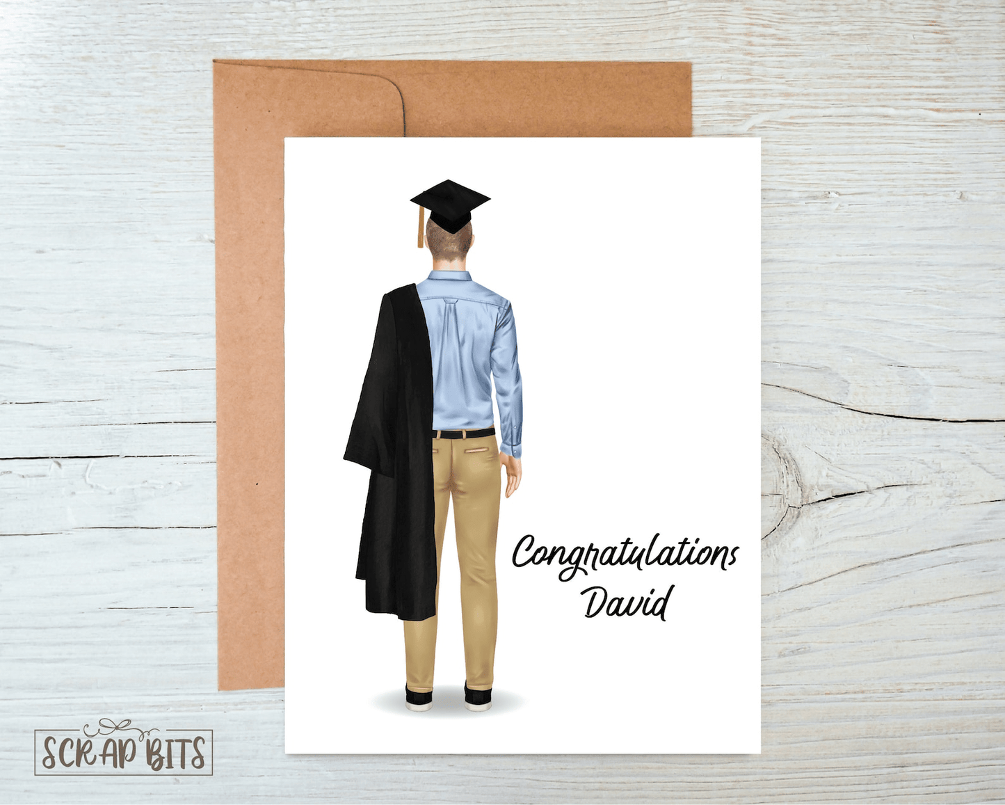 Male Graduate Card, Personalized Graduation Portrait Card - Scrap Bits