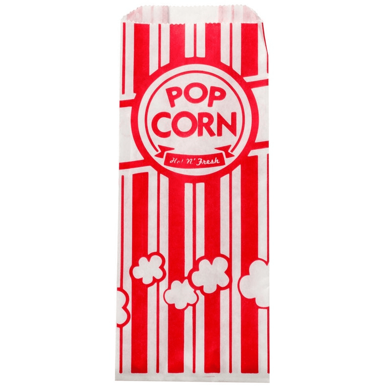 Paper Popcorn Bags, Gusseted . 3 1/2" x 2 1/4" x 8 1/4" - Scrap Bits