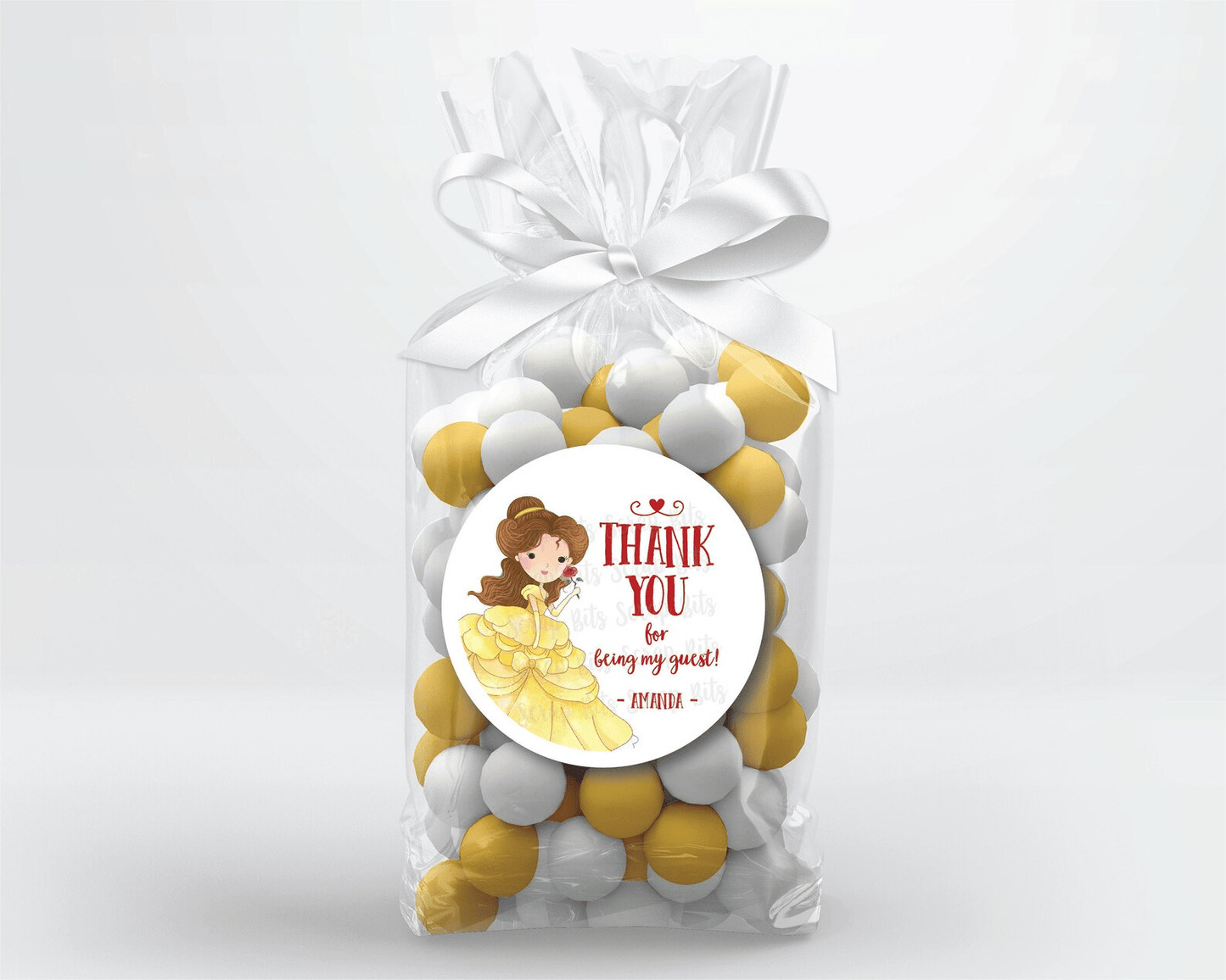 Princess Belle Birthday Favor Stickers or Tags - Scrap Bits