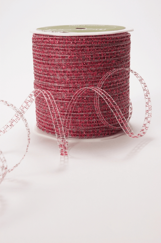 Red Iridescent Sparkle Self Curling Ribbon. 5 yards (15 feet) . 1/8" inch - Scrap Bits
