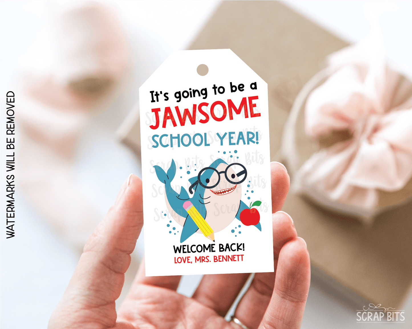 Shark Back To School Tags, It's Going to be a JAWSOME School Year - Scrap Bits