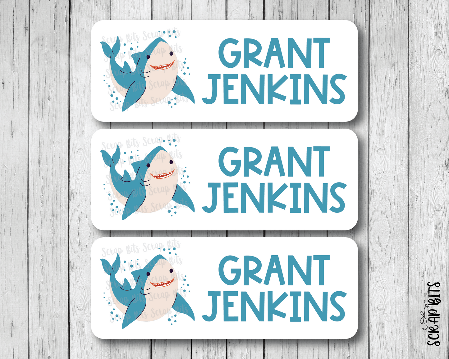 Shark Name Labels . Personalized Belonging Labels - Scrap Bits
