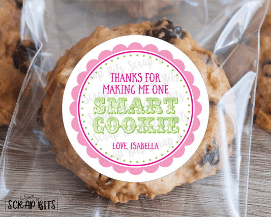 Smart Cookie Thank You, Circus Scallop Stickers or Tags - Scrap Bits