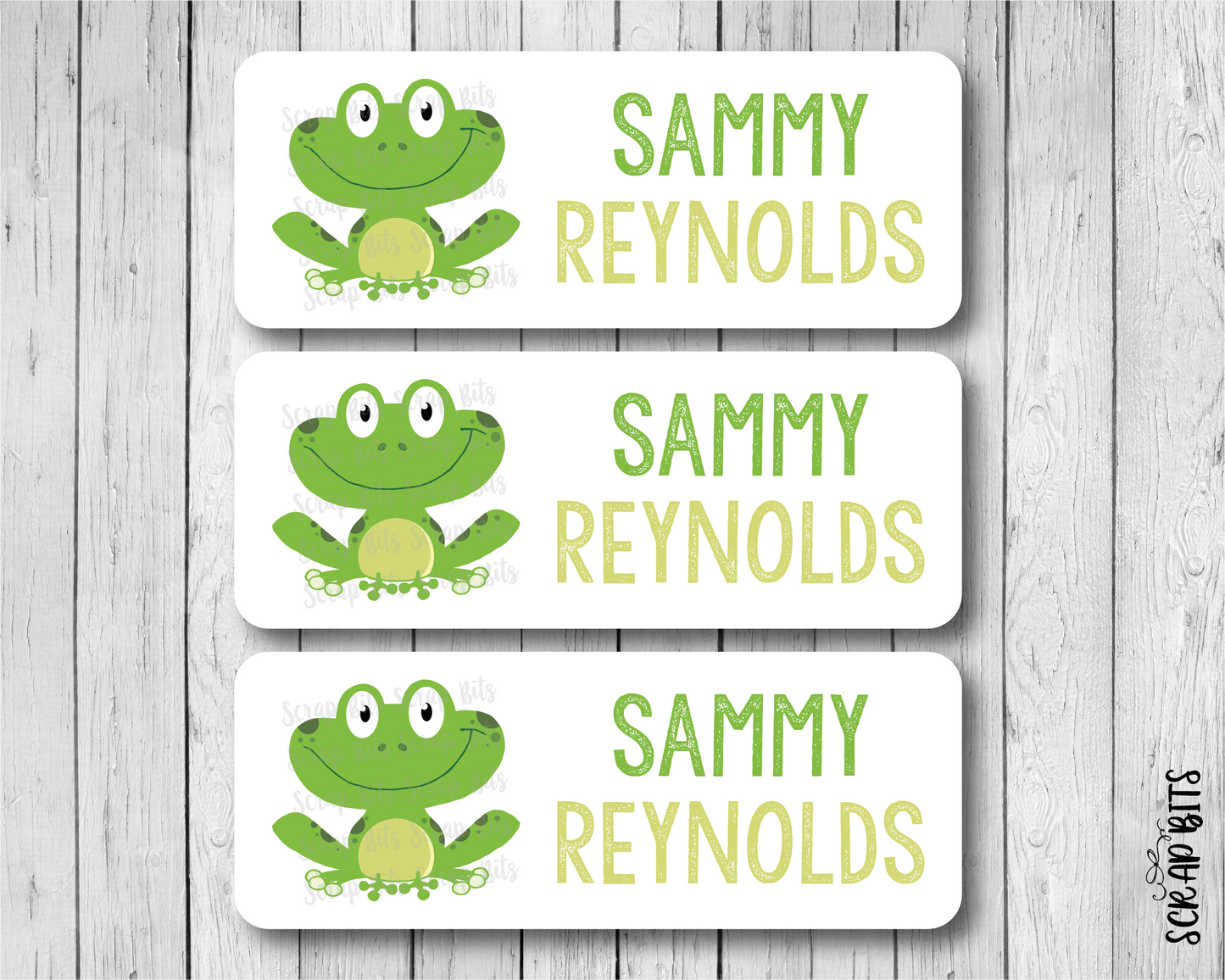 Smiling Frog Name Labels, Belonging Labels - Scrap Bits