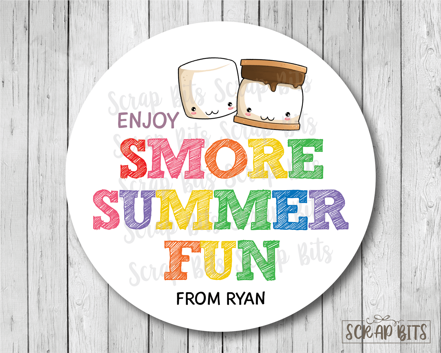Smore Summer Fun Thank You, Last Day of School Stickers or Tags - Scrap Bits