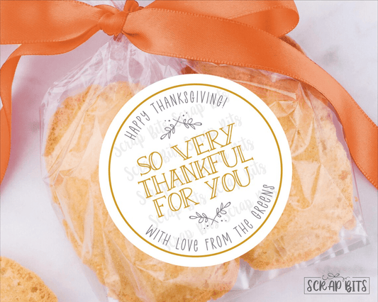So Very Thankful Quaint Doodle Sprigs, Personalized Thanksgiving Stickers or Tags - Scrap Bits