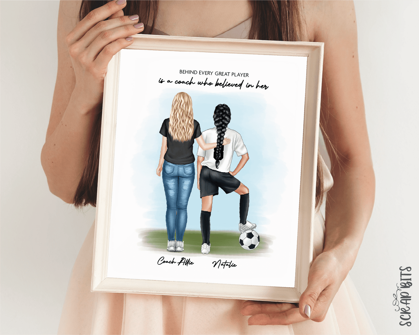 Soccer Team Portrait Print, Custom Female Soccer Team Gift, Digital Download - Scrap Bits
