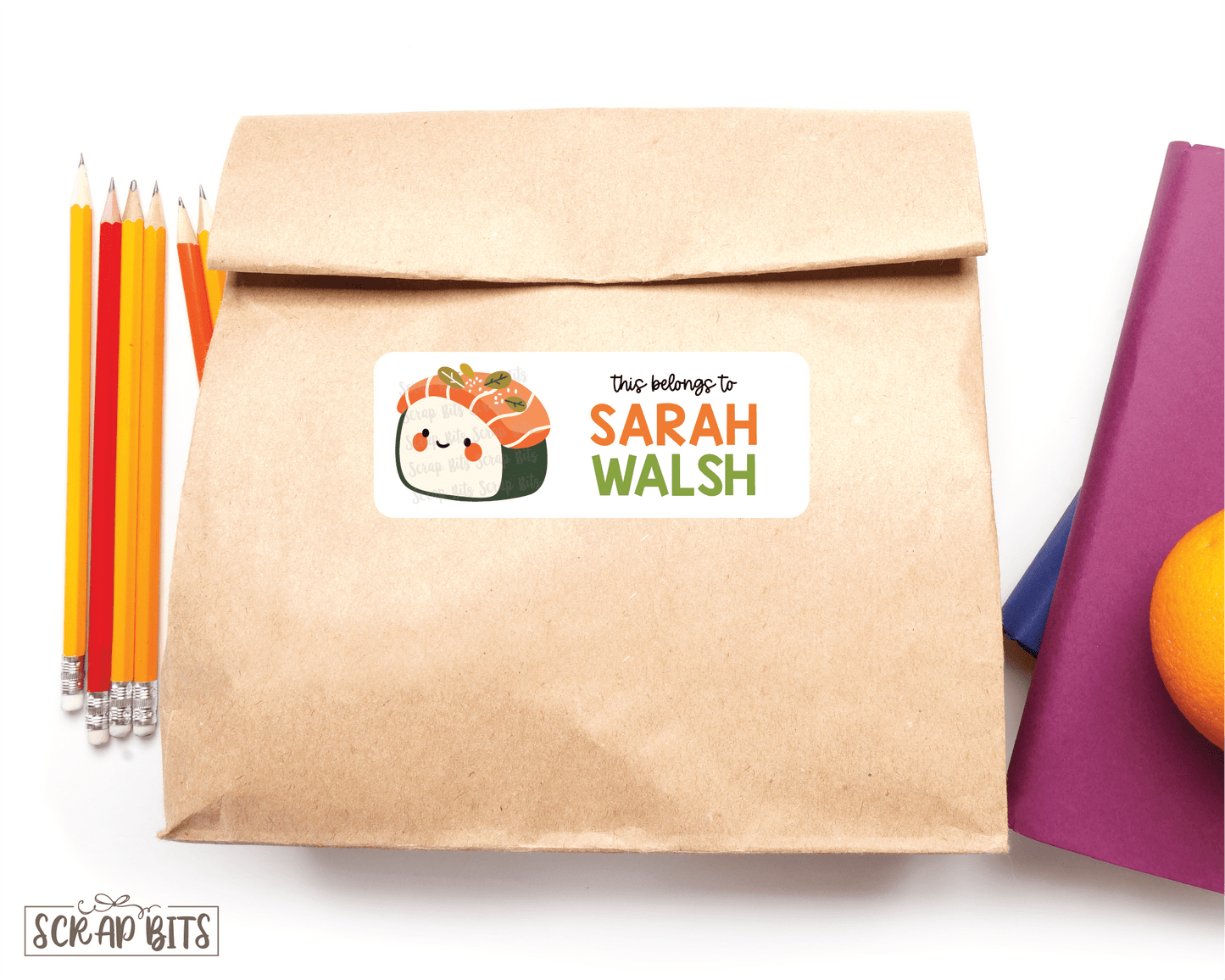 Sushi Name Labels . Personalized Belonging Labels (Copy) - Scrap Bits