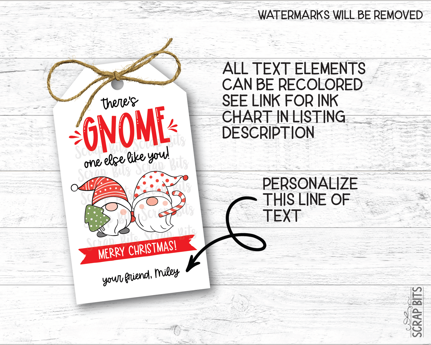 There's GNOME One Else Like You . Personalized Christmas Gift Tags - Scrap Bits