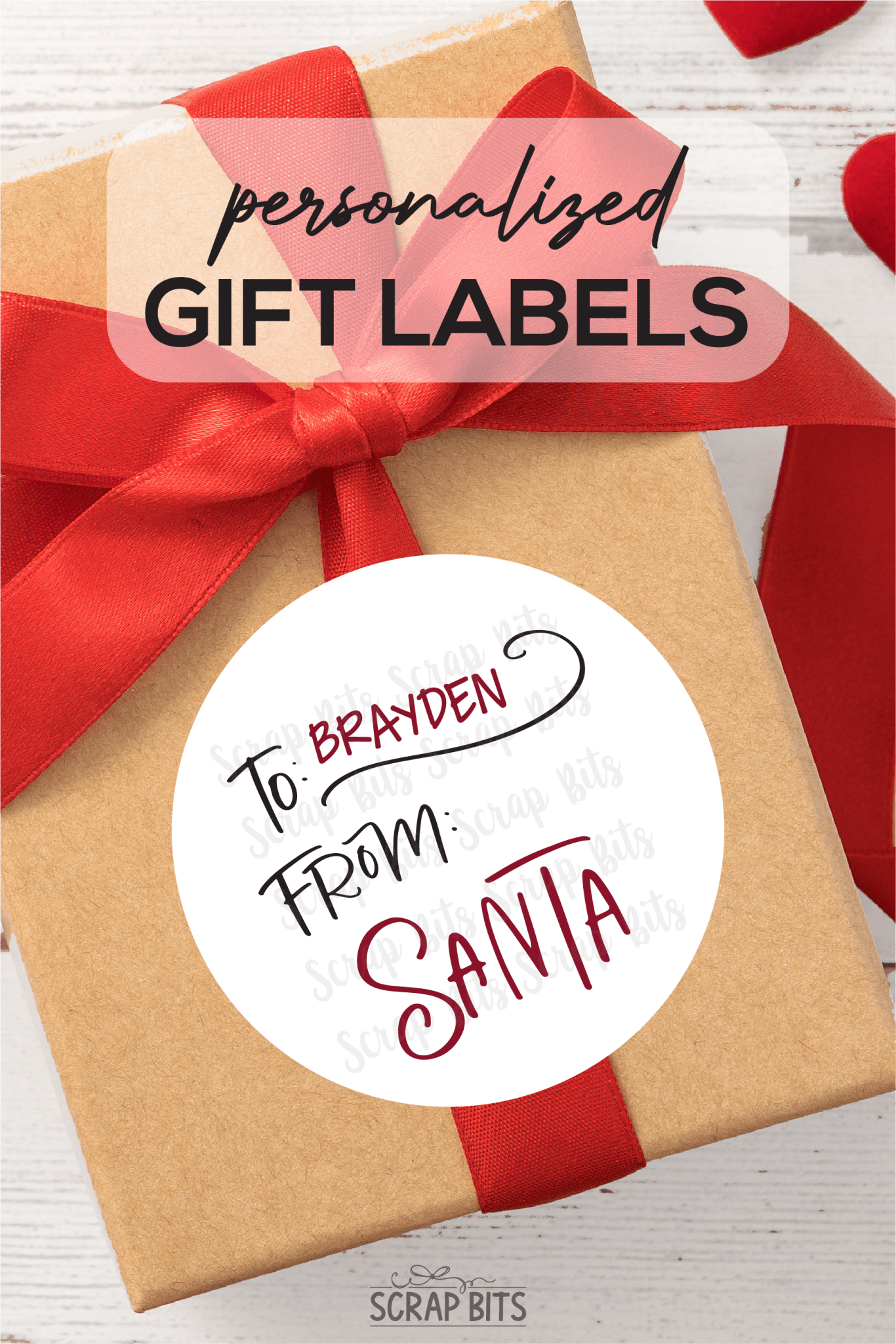 To Child From Santa Christmas Gift Labels, Doodle Swirl - Scrap Bits